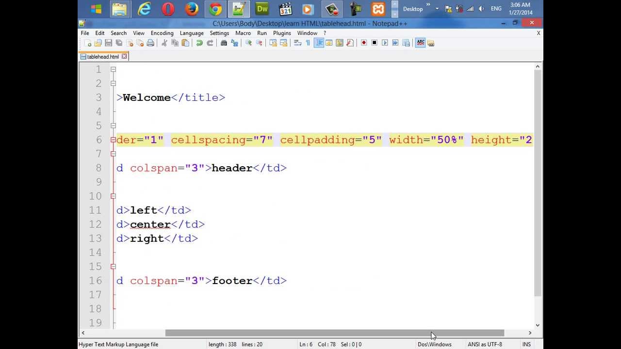 11 - th and head and valign in table in HTML - YouTube