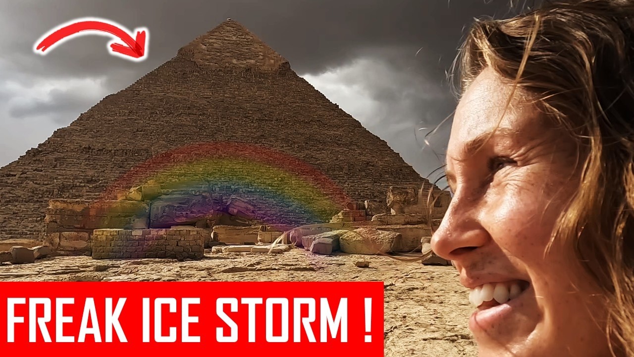 Giza Pyramids Covered in Ice?!  😱❄️ Rare Egypt Storm Shocks the World
