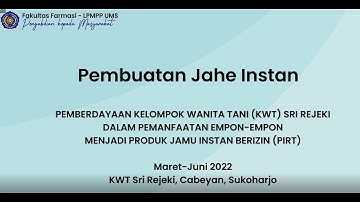 Pembuatan Jahe Instan