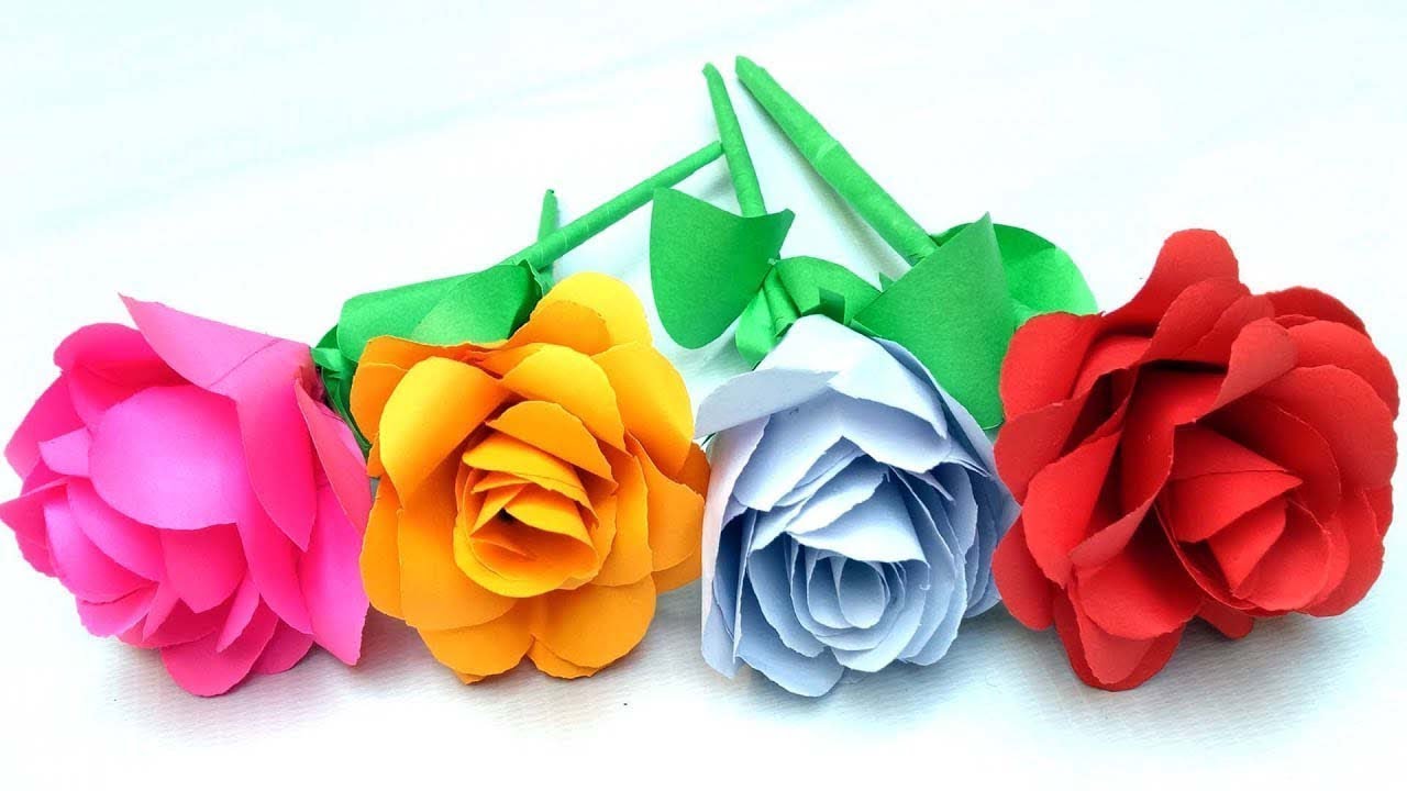 Awesome Craft Idea With Color Paper, How to Make Easy Paper Roses Step ...