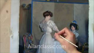 American Painter William McGregor Paxton Painting Tea Leaves