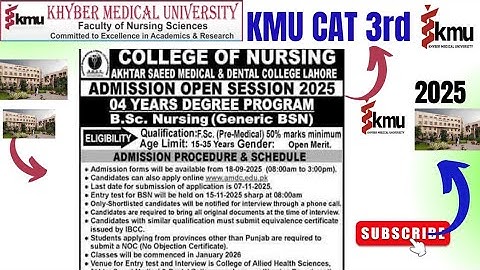 All KMU CAT participants can apply for KMU campuses vacant seats/ Akhtar Saeed M&DC test results2025