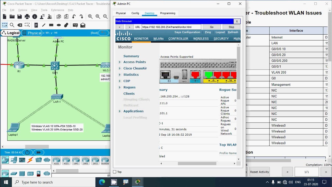 13.4.5 Packet Tracer - Troubleshoot WLAN Issues