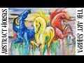 ABSTRACT HORSES Beginners Learn to paint Acrylic Tutorial Step by Step