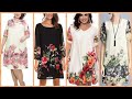 Outstanding plus size floral print knee length women sheeth dress collection 2019