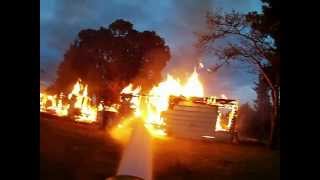 Celebrity View of a house fire from the nozzle! GoPro Hero2 Flashover Backdraft Rollover Explosion Profile