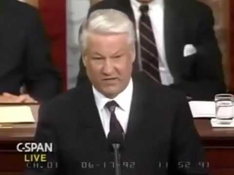 Борис Ельцин благословляет Америку, во время выступления в сенате США 🇺🇸