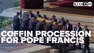 Pope Francis coffin carried in funeral procession