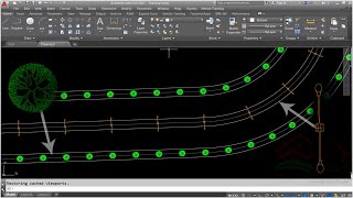 طريقة توزيع الأشجار، أعمدة الانارة...الخ على مسار حتى لو كانت 1000 في بضع ثواني على Autocad