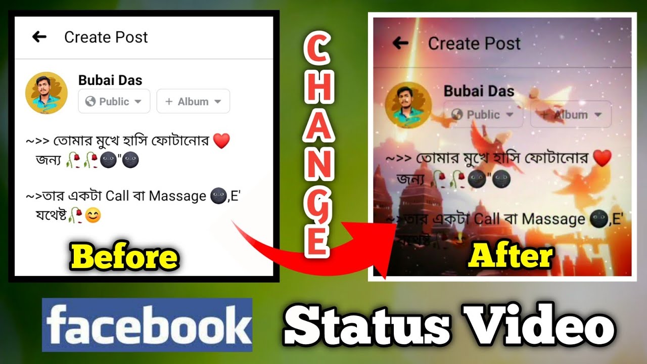 Facebook Text Screenshot Pic Background Change & Glitch Effect Status Video Editing 🔥
