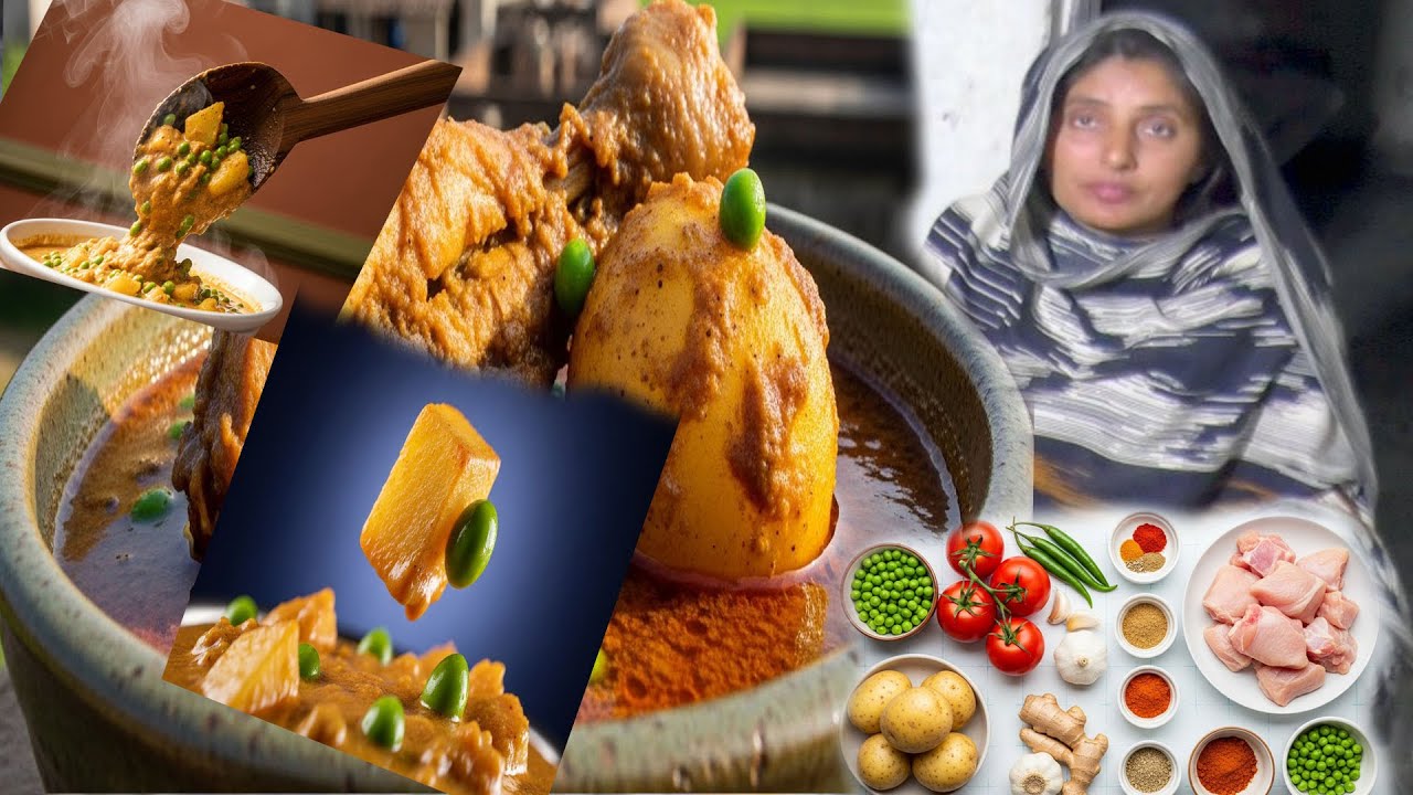 chicken matar aloo || by sama village vlogs