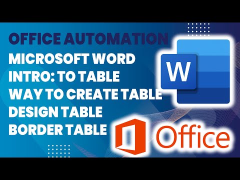 Office Automation | MS Word 2021 | Introduction to Table| Design Table | Border of Table | Sindhi