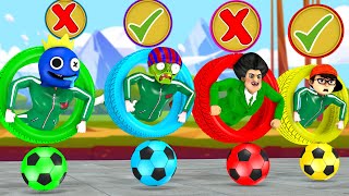 Scary Teacher 3D vs Squid Game (오징어 게임) Who shoots the ball correctly at the wheel Shape Challenge