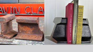 I make Bookends from Old Railroad Track - using an Angle Grinder.