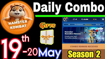 Hamster Kombat GameDev Heroes 🎮| 19 - 20 May Daily Combo 🧩 Season 2