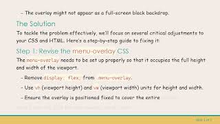 How to Fix the Overlay overflow: hidden; Issue for a Full-Screen Hamburger Menu