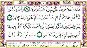 القرآن الكريم مقسم صفحات | الشيخ حاتم فريد | سورة البقرة | صفحة 7 مكتوبة | مصحف التجويد الملون HD