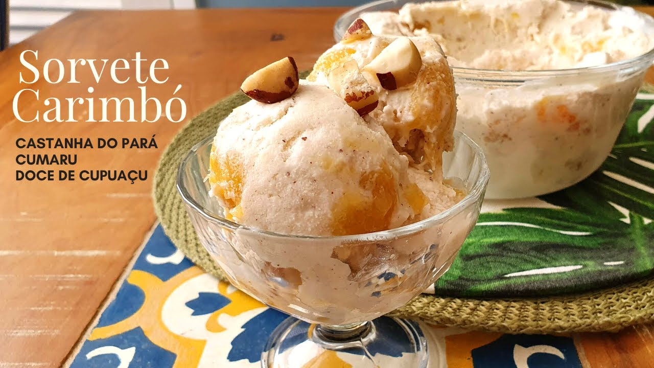 Sorvete Carimbó ou Mestiço da Cairu - Sorvete de Castanha do Pará com doce de Cupuaçu