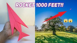 ROCKET 1000 FEET! - How To make a paper airplane that flies far, Paper rocket plane