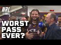 Lockyer grills Pat Carrigan on HORRENDOUS Try-assist: In the Sheds | NRL on Nine