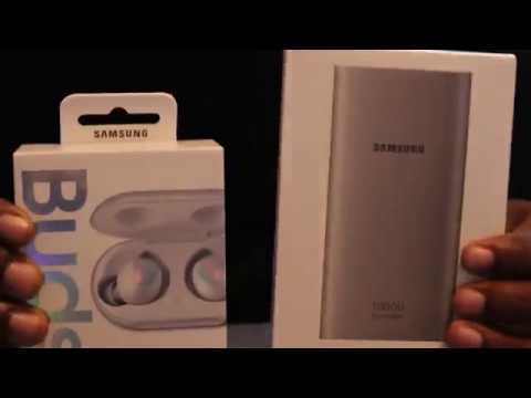 Samsung Galaxy Buds (Aura Glow)  and Samsung 10,000 mah battery pack Dual Unboxing