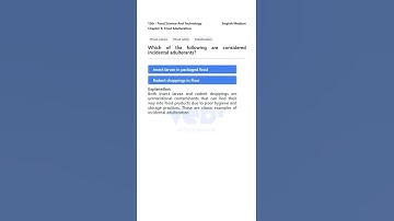 Incidental Food Adulterants? MCQ