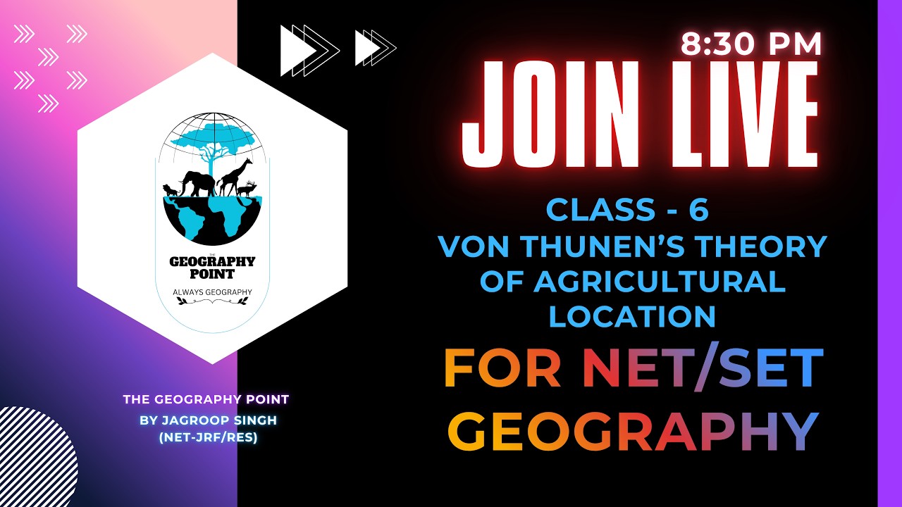 VON THUNEN AGRICULTURE LAND USE THEORY CLASS - 6