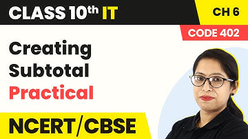 Class 10 IT Unit 2 | Creating Subtotal (Practical)  | Book Code 402 (2022-23)