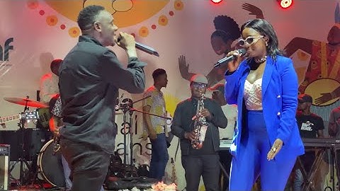 Eddy Kenzo and Sheebah watches as Lydia Jazmine & Bugembe singing “Abalimba Banabwe” at Jam Sessions