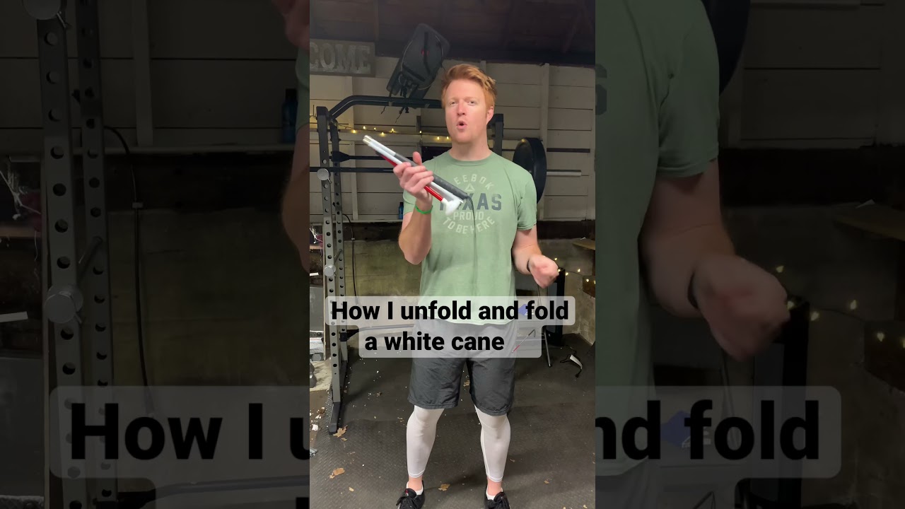 Раскладывание и складывание белой трости для слепых и слабовидящих