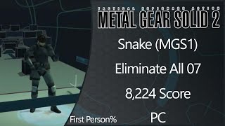 MGS2: Substance | PC | Snake (MGS1) | Eliminate All | Level 07 | First Person% | 8224 Score