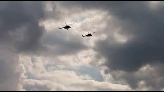 2 helicopter taking off
