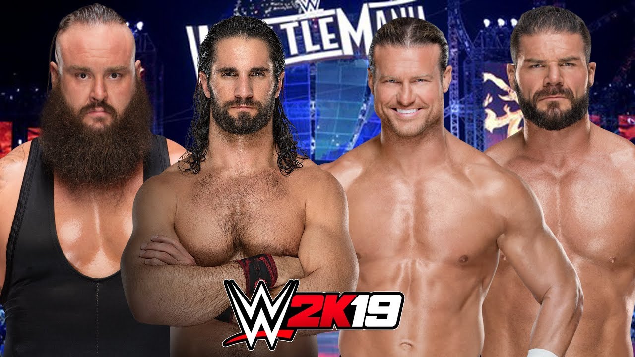 WWE 2K19 | BRAUN STROWMAN & SETH ROLLINS vs DOLHP ZIGGLER & ROBERT ROODE
