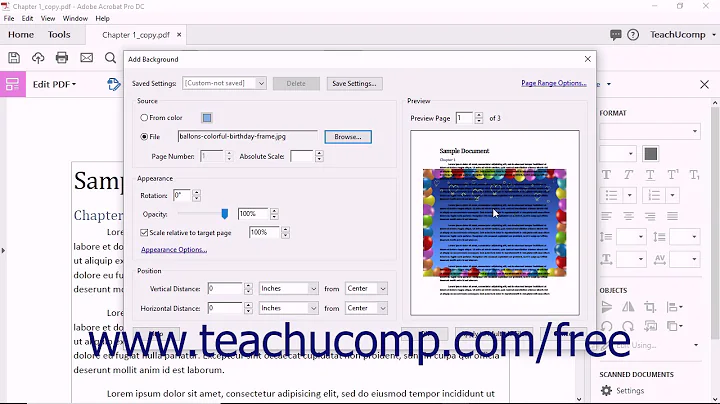 Acrobat Pro DC Adding and Removing Page Backgrounds - Adobe Acrobat Pro DC Training Tutorial Course