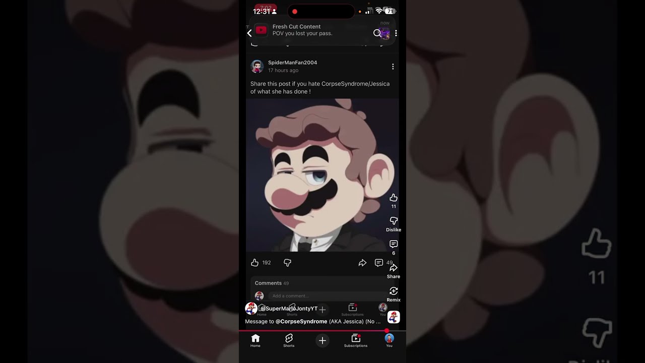 Message to @CorpseSyndrome (Jessica) (Not trollfeeding)
