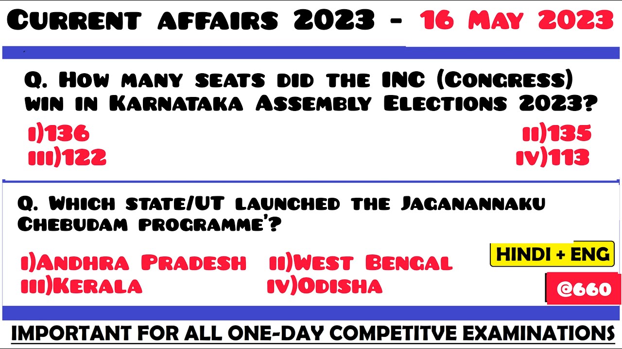 16 May 2023 Current Affairs Questions | Daily Current Affairs | Current ...