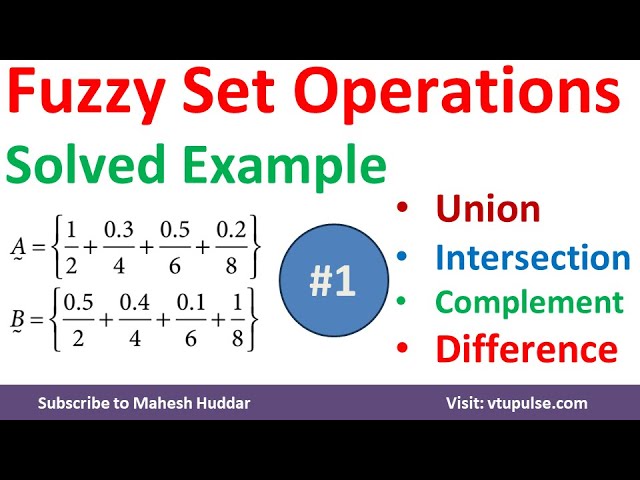 7. Fuzzy Sets Solved Example Union Intersection Complement Difference in Fuzzy Logic Mahesh Huddar
