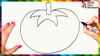 How To Draw A Tomato Step By Step Tomato Drawing Easy