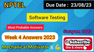Software Testing | Week 4 Quiz | Assignment 4 Solution | NPTEL | SWAYAM 2023