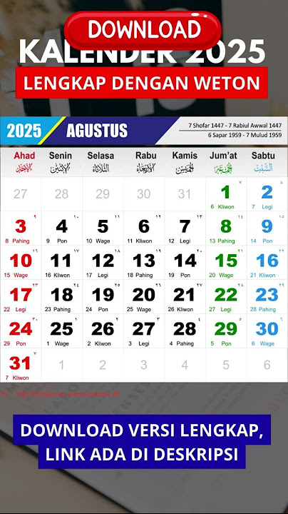 Kalender Agustus 2025
