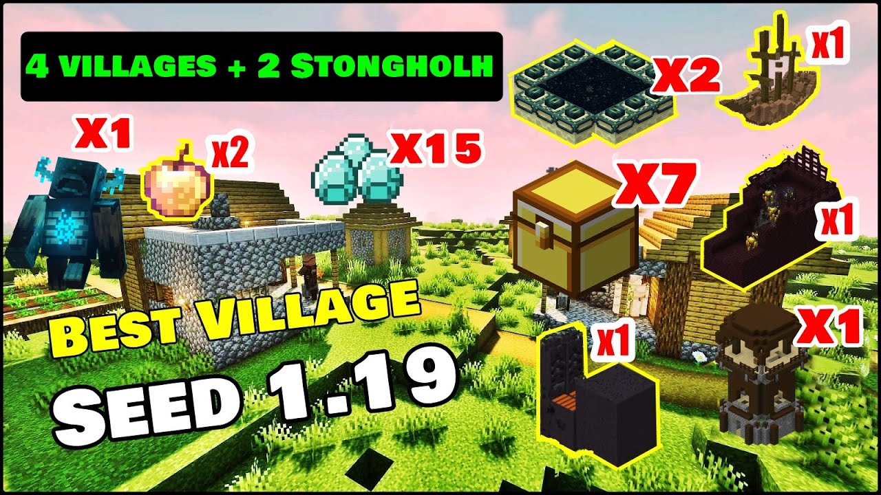 4 Villages 2 Strongholds Seed 1.19 Op Loot Pocket edition & bedrock ...