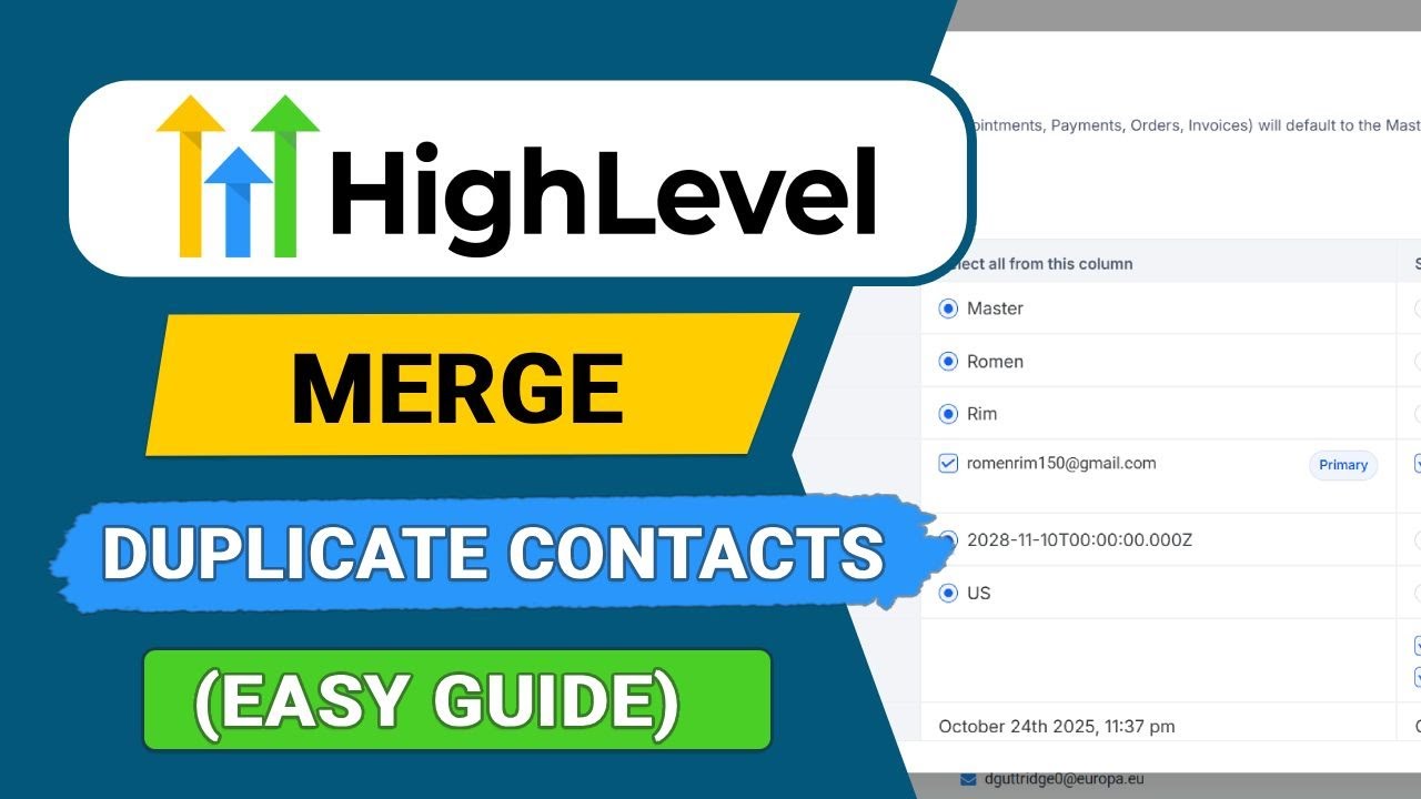 How to Merge Duplicate Contacts in GoHighLevel - Easy Guide - YouTube