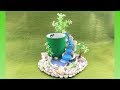 DIY || Hot glue waterfall with broken cup || Miniature craft || Pen stand || Lets make art