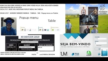 DICAS 2137 WINDEV WEBDEV MOBILE TABELA 108 popup menu na tabela