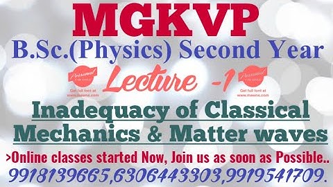 Inadequacy of classical mechanics, origin of quantum mechanics,Need of quantum mechanics,matter wave