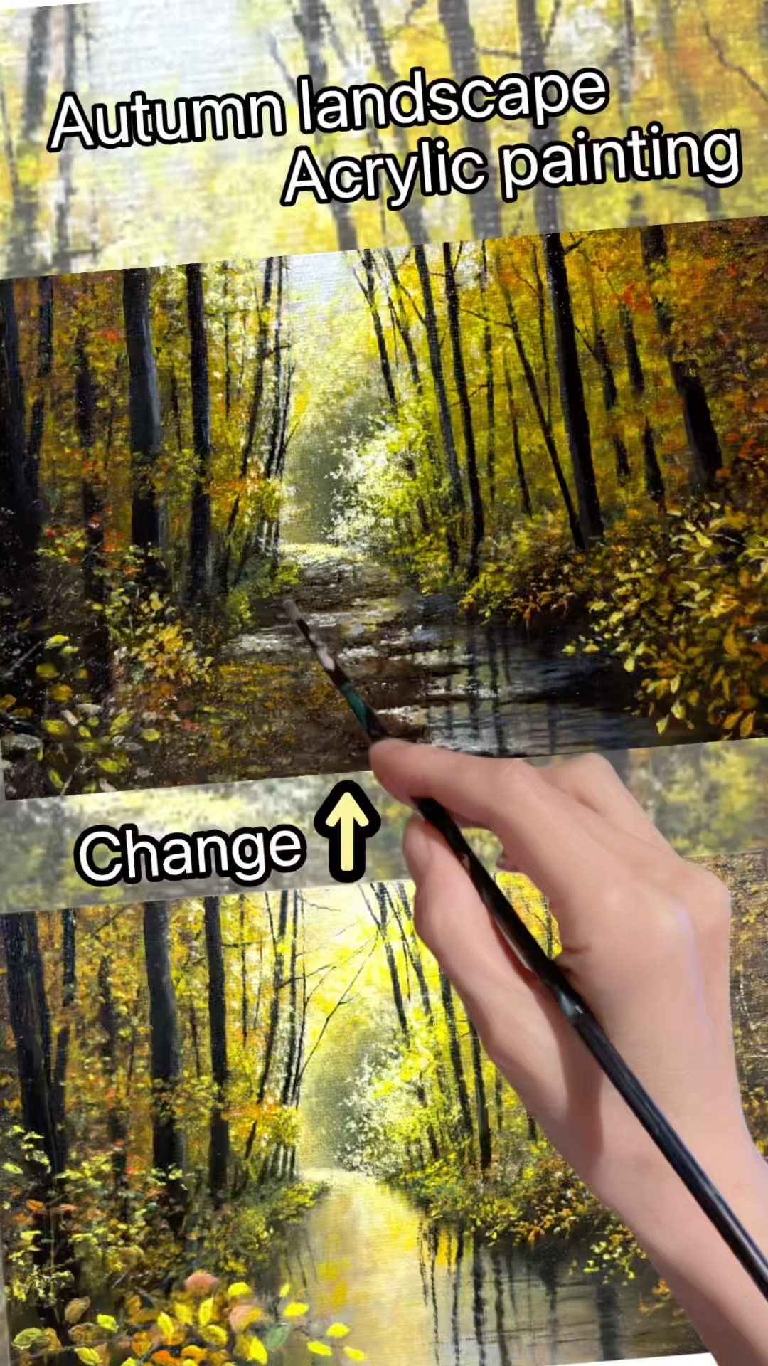 秋紅葉🍁風景の描き方/アクリル絵の具油彩画🍂autumn landscape