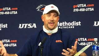 UTSA Head Coach Jeff Traylor Post Game Press Conference 27-26 win over La Tech 10.24.20