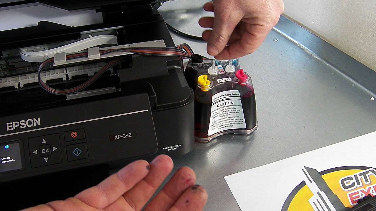 St Fuld niece Ciss continuous ink system fits Epson XP332 XP-332 - YouTube