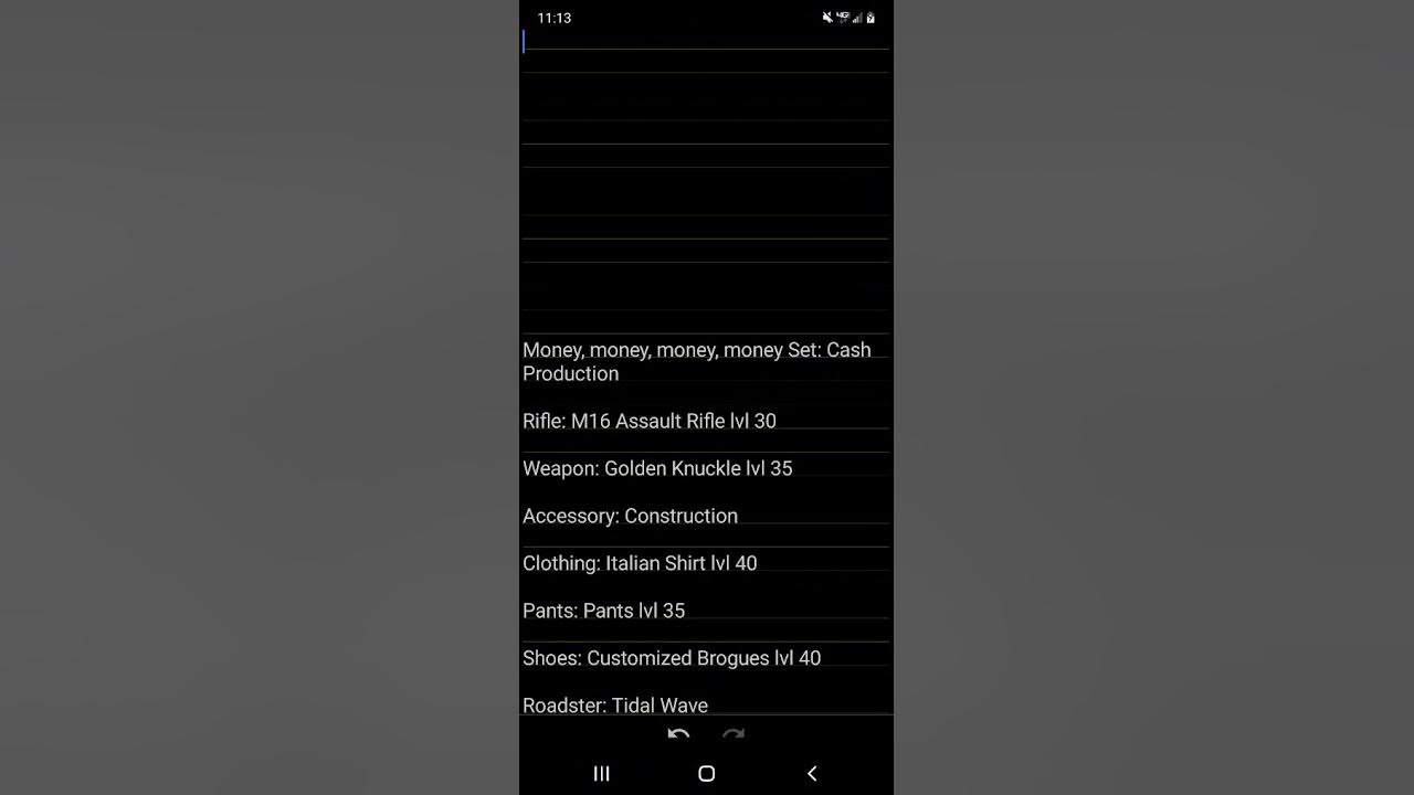 Mafia City Unofficial (but optimized for specific tasks) equipment