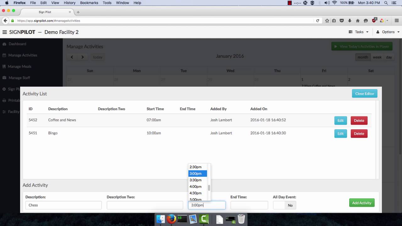 Build Nursing Home Activity Calendar